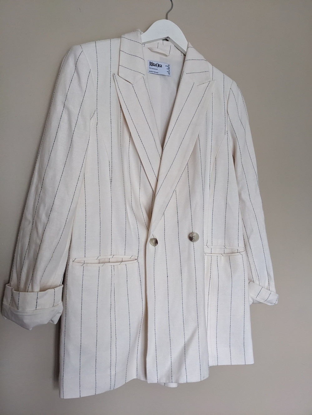 Primark Cream Blazer with Black Pinstripes